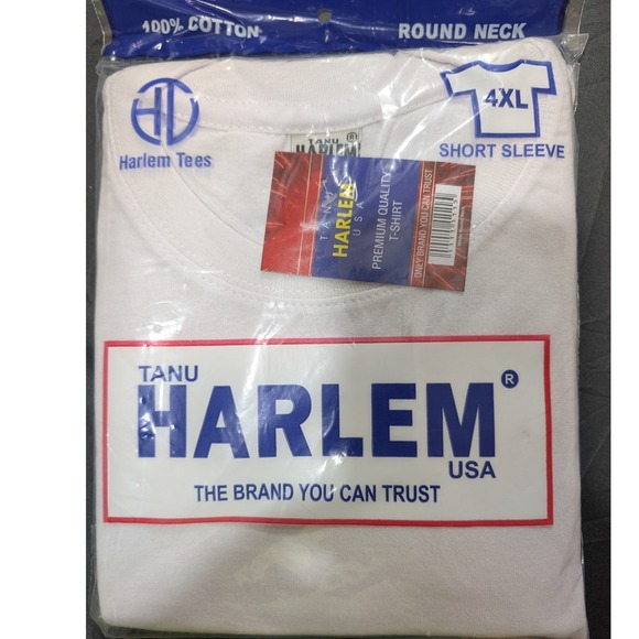 Harlem Tees Other - Tanu Harlem USA Mens 4XL White Premium Cotton Short Sleeve T-Shirt Round Neck